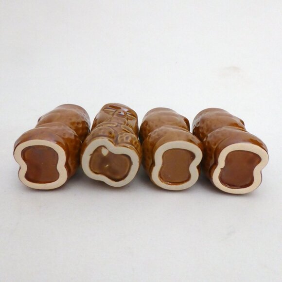 NEW VINTAGE EASTER ISLAND MAORI MOAI TOTEM BROWN CERAMIC TIKI MUG SHOT LOT OF 6 - Picture 9 of 13